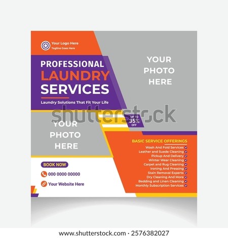 Professional Laundry Services social media post design template