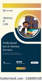 Professional law and attorney services portrait template design. 