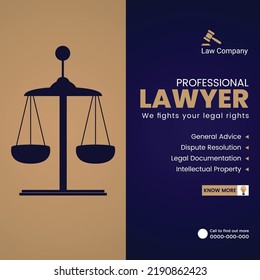 Professional lawyer we fights your legal rights banner design.