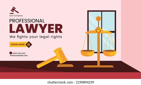 Professional lawyer we fights your legal rights landscape banner design. 