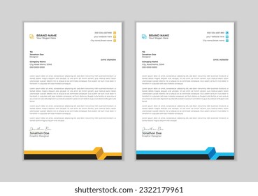 Professional letter head design template for your project.
Business letterhead, Letterhead template in flat style, Modern company letterhead template design.