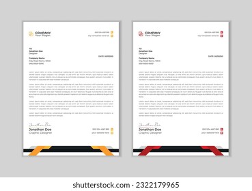 Professional letter head design template for your project.
Business letterhead, Letterhead template in flat style, Modern company letterhead template design.
