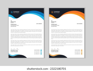 Professional letter head design template for your project.
Business letterhead, Letterhead template in flat style, Modern company letterhead template design.