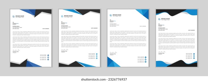 Professional letter head design template for your project.
Business letterhead bundle, Letterhead template in flat style, Modern company letterhead template design.
