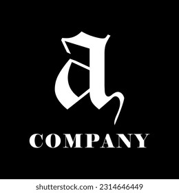 Logotipo de carta profesional A, se puede utilizar para la empresa de energía, la empresa de arte, etc., en color blanco y fondo negro