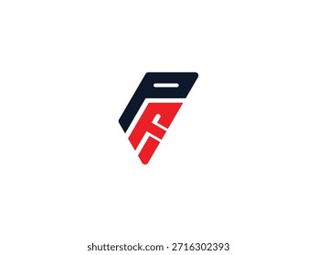 Profesional Letra Marca PF Logo en color Negro y Rojo. Logotipo de FP, letra PF