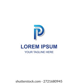 Diseño del logotipo de la letra P del Profesional, con líneas geométricas degradadas azules y efecto de sombra moderno.
