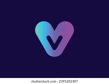 Design des Logos für den professionellen Buchstaben V nach unten