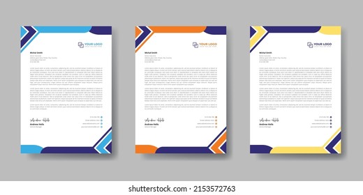 Professional Letterhead Design, Abstract Letterhead Design, Letterhead Template With 3 Color A4 Size