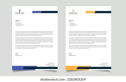 Professional letterhead design, company letterhead, minimal letterhead vector.