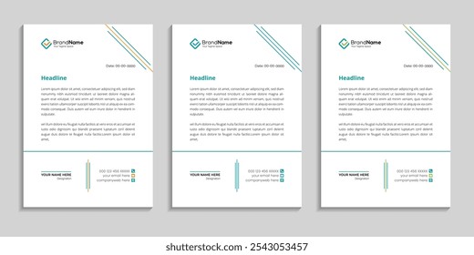 Vector de Plantilla de diseño de membrete profesional con variación de color