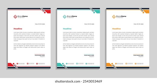 Vector de Plantilla de diseño de membrete profesional con variación de color