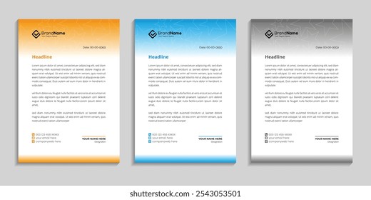 Vector de Plantilla de diseño de membrete profesional con variación de color