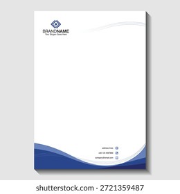 Plantilla de membrete de Profesional con diseño de onda azul y logotipo