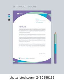 Professional Letterhead template, company letterhead design, minimalist style, printing design, business advertisement layout, purple background concept, simple letterhead mockup design, vector