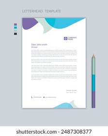 Professional Letterhead template, company letterhead design, minimalist style, printing design, business advertisement layout, purple background concept, simple letterhead mockup design, vector