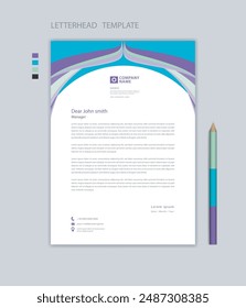 Professional Letterhead template, company letterhead design, minimalist style, printing design, business advertisement layout, purple background concept, simple letterhead mockup design, vector