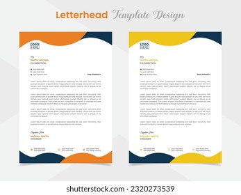 professional letterhead template design with abstract shapes