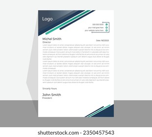 Professional letterhead template design for business project. Corporate letterhead document with company logo and icon.