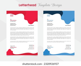 professional letterhead template design with wave shapes