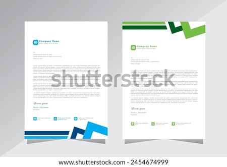 Professional Letterhead Template Set, A4 letterhead, Business letterhead design. corporate modern letterhead design template with green and blue color, Creative design,