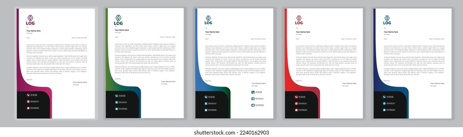 Plantilla de membrete profesional Set plantilla de diseño de membrete moderno corporativo con plantilla de diseño de cabecera de letra moderna y creativa para su proyecto. membrete, cabecera de carta, diseño de membrete de negocios.