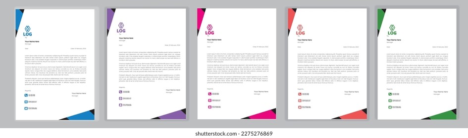 Professionelles Letterhead Template Setzen Sie ein modernes Design-Template für Ihren Briefkopf mit einer kreativen, modernen Briefkopf-Designvorlage für Ihr Projekt. Briefkopf, Briefkopf, Business-Briefkopf-Design.