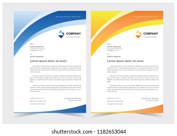 Professional Letterhead Template with shape Blue and yellow on color