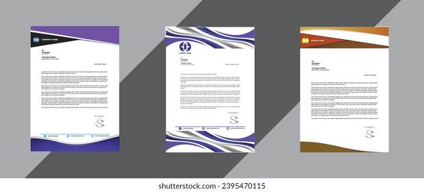 Professional letterhead template, stationery design, letterhead template set