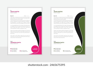 Diseño de Vector de membrete de Profesional, diseño de 2 colores