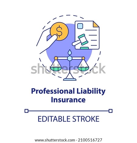 Professional liability insurance concept icon. Corporate insurance abstract idea thin line illustration. Isolated outline drawing. Editable stroke. Roboto-Medium, Myriad Pro-Bold fonts used