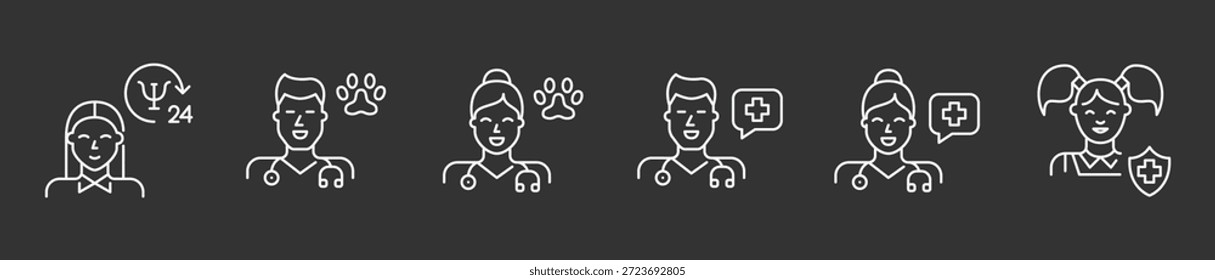 Professional Life Care and Technical Services Icon Collection, Minimalist Line Art Vector Set for Healthcare Management, Digital System Maintenance, Industrial Safety, and Personal Wellness Audits.