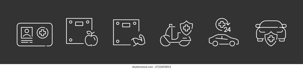 Professional Life Care and Technical Services Icon Collection. Minimalist Line Art Vector Set for Global Digital System Maintenance, Healthcare Management, Industrial Safety Protection, Secure.