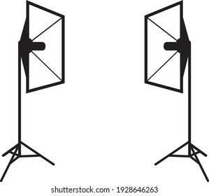 Iluminación profesional. Dibujo en blanco y negro. Vector