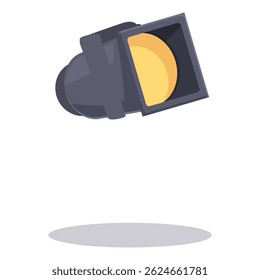 Professional lighting equipment casting a bright light on an empty space