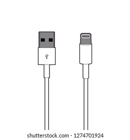 Professional Lightning to USB Cable Vector isolated on clear background.