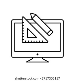 A professional line icon representing the Design phase, ideal for creative projects, architectural drafting, and digital UI development
