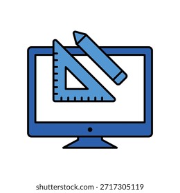 A professional line icon representing the Design phase, ideal for creative projects, architectural drafting, and digital UI development
