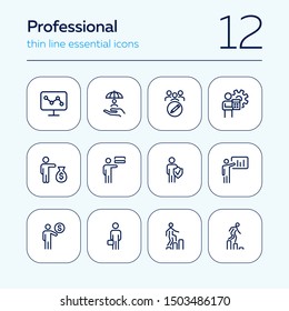 Professional line icon set. Banker, accountant, investor, seller. Business concept. Can be used for topics like finance, banking, career