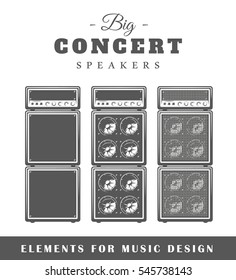 Professional live music speaker isolated on white background. Elements for design. Vector illustration