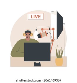 Professional Livestream Abstract Concept Vector Illustration. Professional Online Event Stream, Broadcasting Service, Livestream Equipment, Software Solution, Go Live, Real-time Abstract Metaphor.