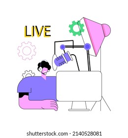 Professional Livestream Abstract Concept Vector Illustration. Professional Online Event Stream, Broadcasting Service, Livestream Equipment, Software Solution, Go Live, Real-time Abstract Metaphor.