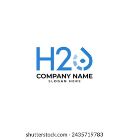 professional logo design in H2O logo with technology inspired style in modern and geometric shape with the water drop and the fading gradient to signify monitor and hydration 