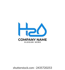 professional logo design in H2O logo with technology inspired style in modern and geometric shape with the water drop and the fading gradient to signify monitor and hydration 