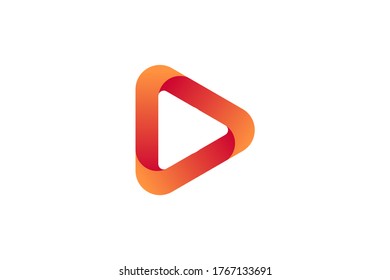 professional logo design. The red play logo. Logo play music with simple and elegant style.
