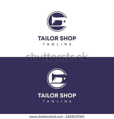 Professional logo design for a tailor shop or clothing alteration business, featuring a stylized sewing machine icon within a circular frame and letter C, presented in two color variations.