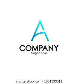 professional logo design template, the letter A logo in blue tower shape, for company and trademark icons