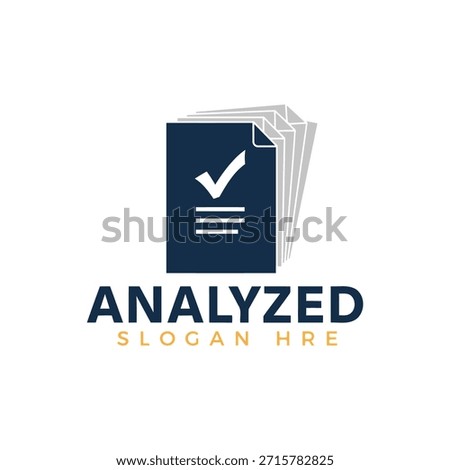 A professional logo featuring a dark blue document with a white checkmark and lines, symbolizing analysis and verification, set against a clean white background with bold typography.
