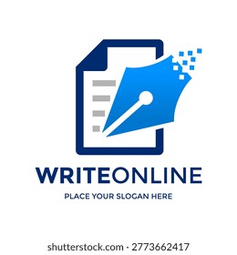 Professional logo featuring a document and pen nib, designed for writers, publishers, and content creators looking for a clean, minimalist brand identity.