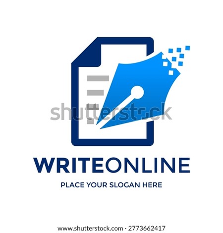 Professional logo featuring a document and pen nib, designed for writers, publishers, and content creators looking for a clean, minimalist brand identity.
